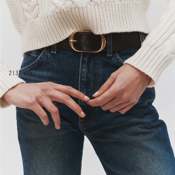 Nili Lotan Dark Brown Leather Belt with Gold Buckle - Picture 6 of 6